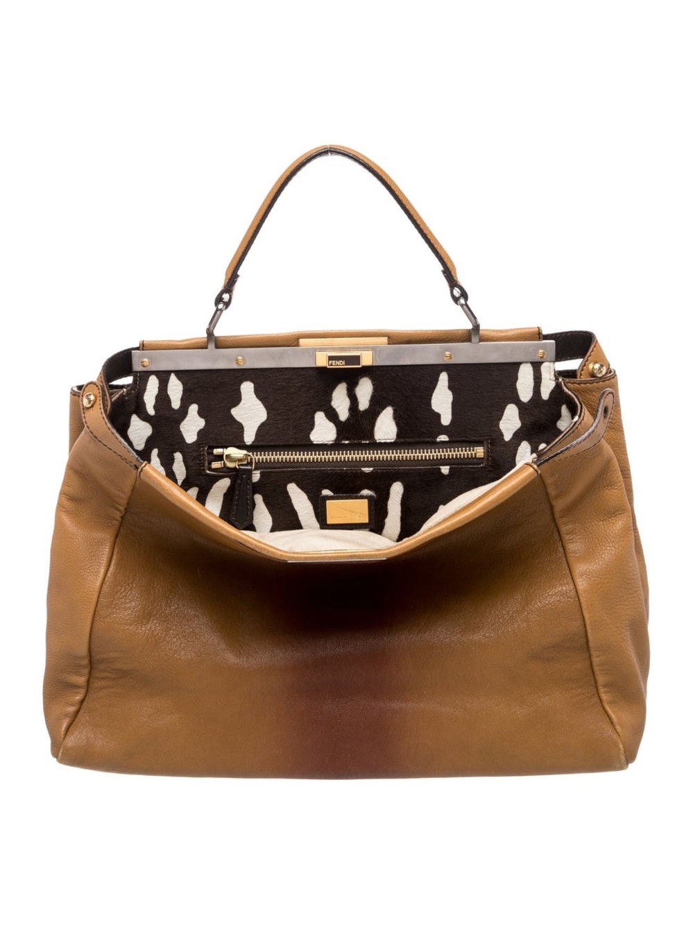 Fendi Peekaboo Brown and Red Ombre Leather Top-Handle Shoulder Bag